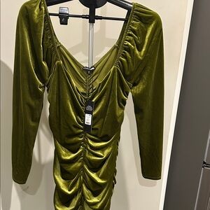 Fashion Nova Velvet Olive Dress